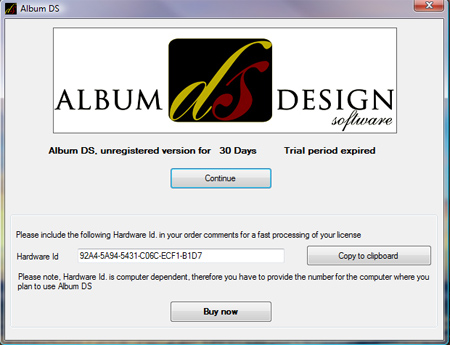 Album DS Windows registration ID